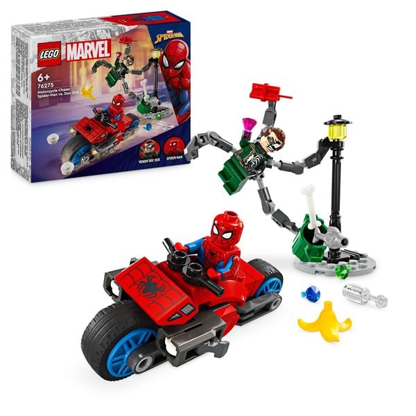 LEGO Marvel 76275 Motorrad-Verfolgungsjagd: Spider-Man vs. Doc Ock Spielzeug