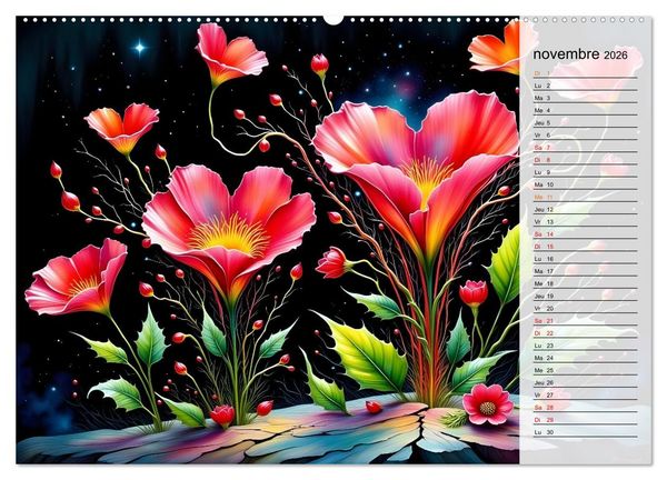 Produktbild: Fleurs de la nuit (Calendrier mural 2026 DIN A2 vertical) calendrier de bureau
