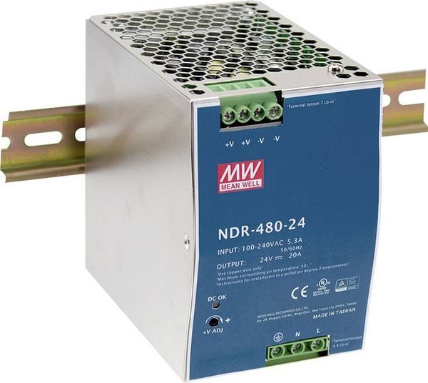 Produktbild: MEAN WELL NDR-480-48 Hutschienen-Netzteil (DIN-Rail) 10 A 480 W Anzahl Ausg&auml;nge:1 x Inhalt 1 St.