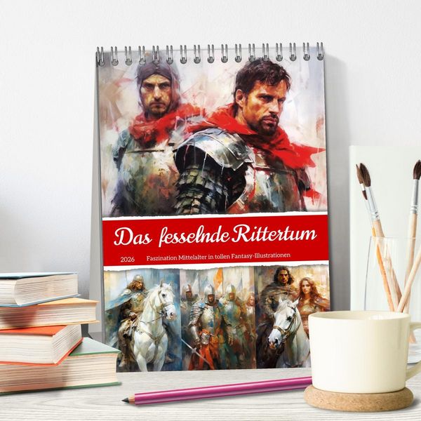 Produktbild: Das fesselnde Rittertum. Faszination Mittelalter in tollen Fantasy-Illustrationen (Tischkalender 2026 DIN A5 hoch), CALVENDO Monatskalender