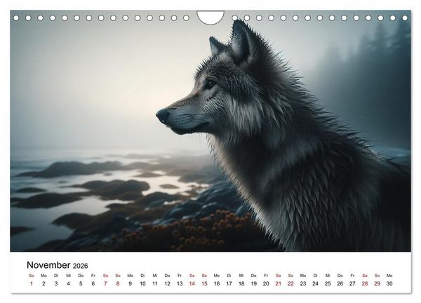 Produktbild: Kanadische K&uuml;stenw&ouml;lfe (Wandkalender 2026 DIN A4 quer), CALVENDO Monatskalender