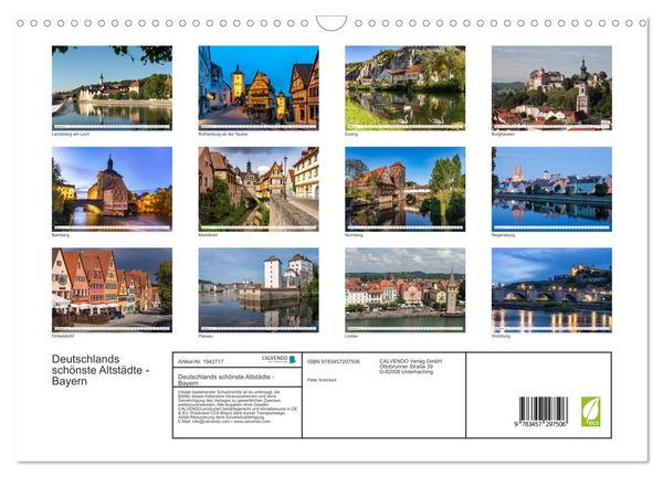 Produktbild: Deutschlands sch&ouml;nste Altst&auml;dte - Bayern (Wandkalender 2026 DIN A3 quer), CALVENDO Monatskalender
