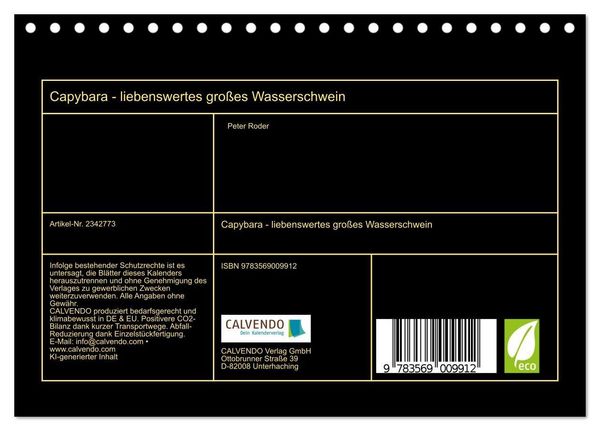 Produktbild: Capybara - liebenswertes gro&szlig;es Wasserschwein (Tischkalender 2027 DIN A5 quer), CALVENDO Monatskalender