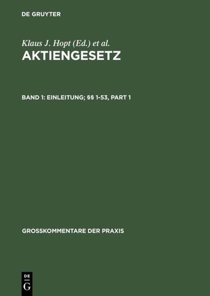 Produktbild: Aktiengesetz / Einleitung; &sect;&sect; 1-53