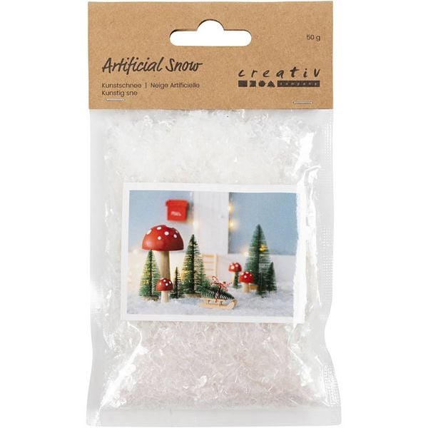 Produktbild: Creativ Company Kunstschnee, Wei&szlig; mit Glitter, 50 g/ 1 Beutel