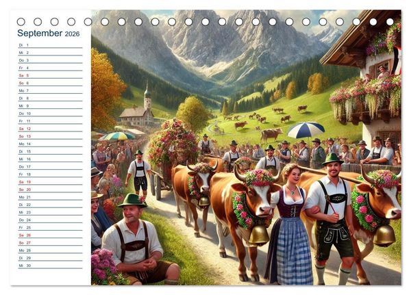 Produktbild: Boarisch durchs Jahr - Feste Br&auml;uche und Lebenslust (Tischkalender 2026 DIN A5 quer), CALVENDO Monatskalender