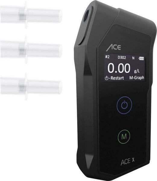 Produktbild: ACE X Alkoholtester Schwarz 0.0 bis 5 &permil; inkl. Display