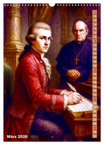 Produktbild: Wolfgang Amadeus Mozart. Sein Leben, seine Werke (Wandkalender 2026 DIN A3 hoch), CALVENDO Monatskalender