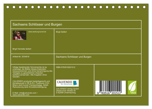 Produktbild: Sachsens Schl&ouml;sser und Burgen (Tischkalender 2026 DIN A5 quer), CALVENDO Monatskalender