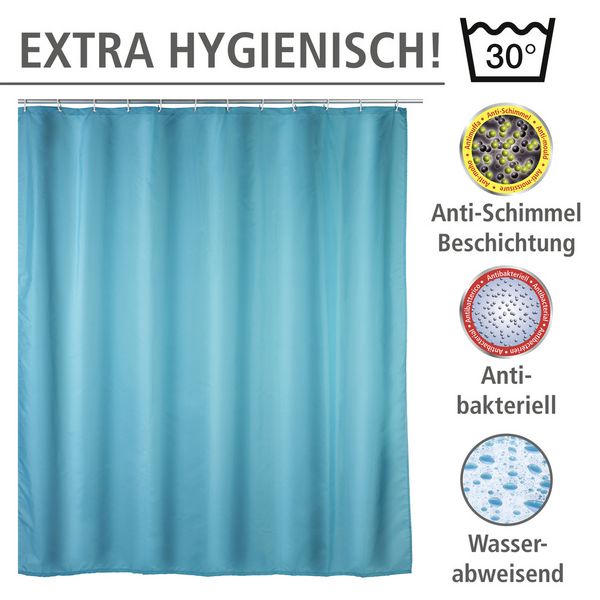 Produktbild: Anti-Schimmel Duschvorhang Uni Light Blue, Textil (Polyester), 180 x 200 cm, waschbar