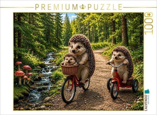 CALVENDO Puzzle Igelglück auf Waldwegen | 1000 Teile Lege-Größe 64 × 48 cm Foto-Puzzle für glückliche Stunden