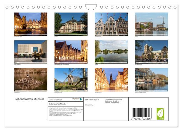 Produktbild: Lebenswertes M&uuml;nster (Wandkalender 2026 DIN A4 quer), CALVENDO Monatskalender