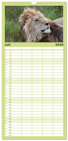 Produktbild: Familienplaner 2026 - Tierische Gl&uuml;cksmomente mit 5 Spalten (Wandkalender, 21 x 45 cm) CALVENDO