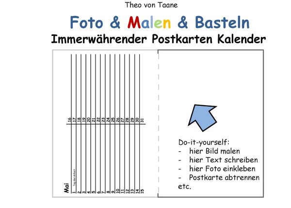 Produktbild: Foto & Malen & Basteln - Immerw&auml;hrender Postkarten Kalender - wei&szlig; (kartonierte Ausgabe in Ringbindung)
