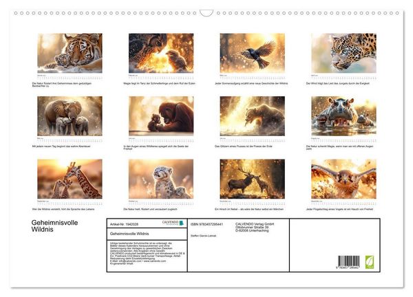 Produktbild: Geheimnisvolle Wildnis (Wandkalender 2026 DIN A2 quer), CALVENDO Monatskalender