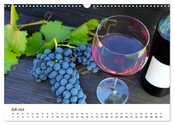 Produktbild: Weinkalender (Wandkalender 2026 DIN A3 quer), CALVENDO Monatskalender