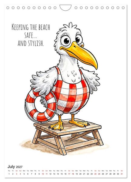 Produktbild: Seagull Shenanigan - A Coastal Year in Feathers (Wall Calendar 2027 DIN A4 portrait), CALVENDO 12 Month Wall Calendar