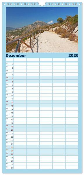 Produktbild: Familienplaner 2026 - Costa Blanca. Schroffe Felsen und schillerndes Mittelmeer mit 5 Spalten (Wandkalender, 21 x 45 cm) CALVENDO