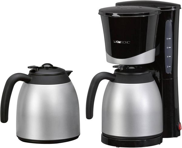 Clatronic KA 3328 Kaffeemaschine Schwarz, Silber Fassungsvermögen Tassen=10 Isolierkanne