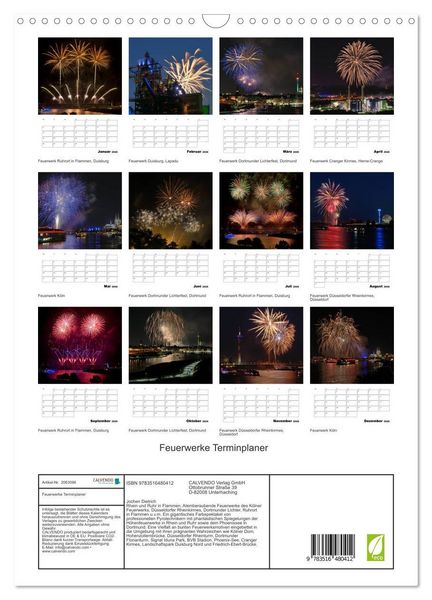 Produktbild: Feuerwerke Terminplaner (Wandkalender 2026 DIN A3 hoch), CALVENDO Monatskalender