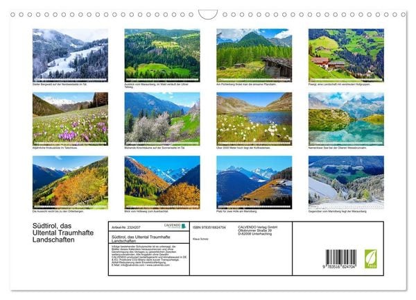 Produktbild: S&uuml;dtirol, das Ultental Traumhafte Landschaften (Wandkalender 2027 DIN A3 quer), CALVENDO Monatskalender