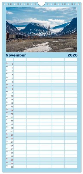 Produktbild: Familienplaner 2026 - Spitzbergen im Sommer mit 5 Spalten (Wandkalender, 21 x 45 cm) CALVENDO
