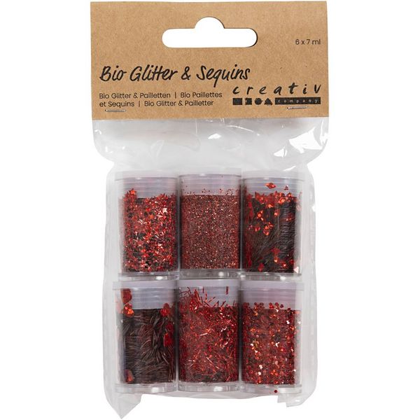 Produktbild: Creativ Company Biologisch abbaubarer Sparkles & Pailletten, Rot, 6x7 ml