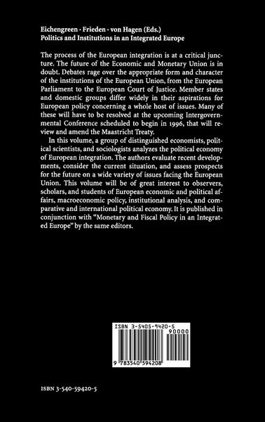 Produktbild: Politics and Institutions in an Integrated Europe