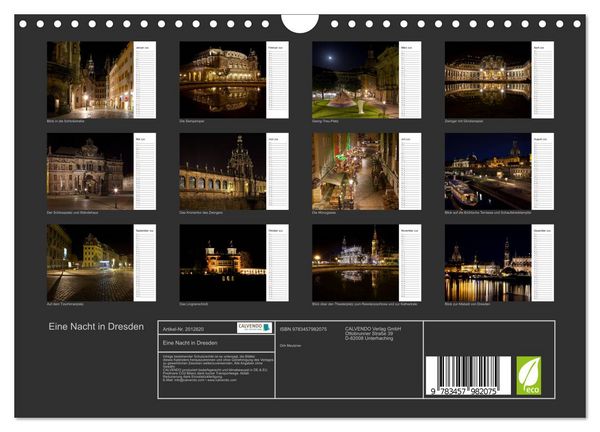 Produktbild: Eine Nacht in Dresden (Wandkalender 2026 DIN A4 quer), CALVENDO Monatskalender