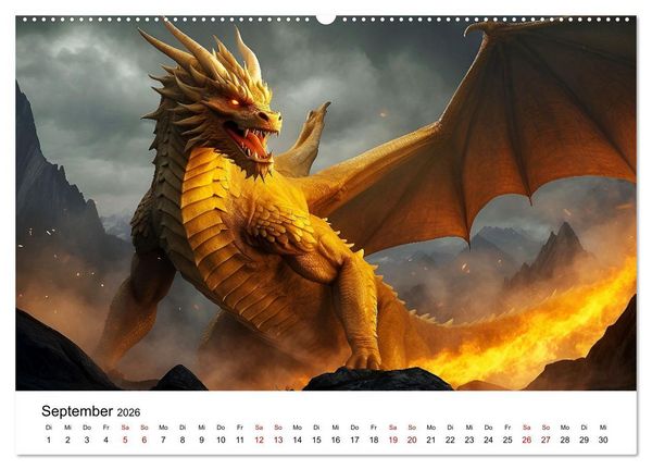 Produktbild: Drachen - Furchterregende und imposante Fabelwesen (Wandkalender 2026 DIN A2 quer), CALVENDO Monatskalender