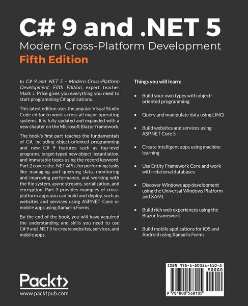 Produktbild: C# 9 and .NET 5 - Modern Cross-Platform Development - Fifth Edition