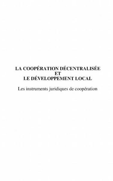 Produktbild: La cooperation decentralisee et le developpement local