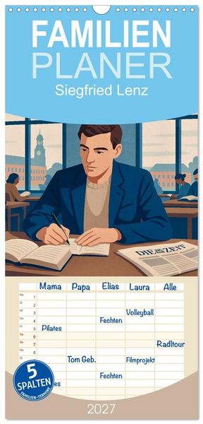 Produktbild: Familienplaner 2027 - Siegfried Lenz mit 5 Spalten (Wandkalender, 21 x 45 cm) CALVENDO