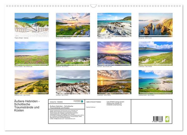 Produktbild: &Auml;u&szlig;ere Hebriden - Schottische Traumstr&auml;nde und K&uuml;sten (Wandkalender 2026 DIN A2 quer), CALVENDO Monatskalender