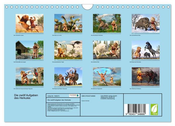 Produktbild: Die zw&ouml;lf Aufgaben des Herkules (Wandkalender 2026 DIN A4 quer), CALVENDO Monatskalender