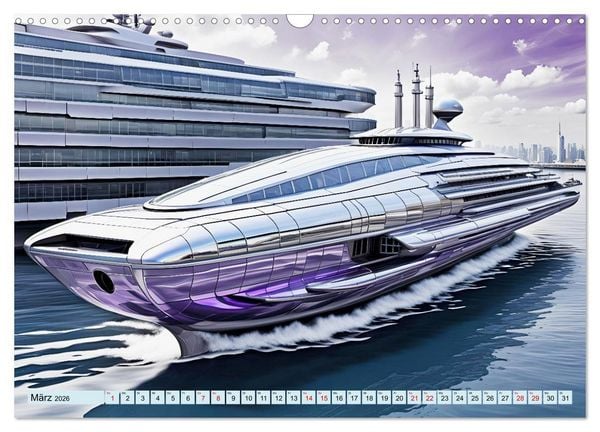 Produktbild: Wogen der Zukunft - Futuristische Jachten (Wandkalender 2026 DIN A3 quer), CALVENDO Monatskalender