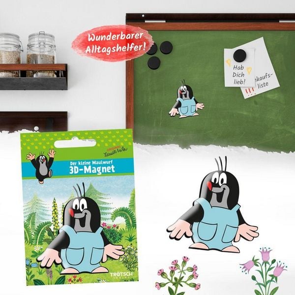 Produktbild: Tr&ouml;tsch Der kleine Maulwurf 3D Magnet mit blauer Hose