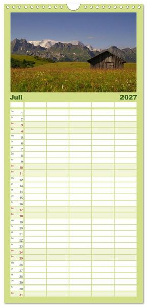 Produktbild: Familienplaner 2027 - S&uuml;dtirol im Jahreslauf mit 5 Spalten (Wandkalender, 21 x 45 cm) CALVENDO