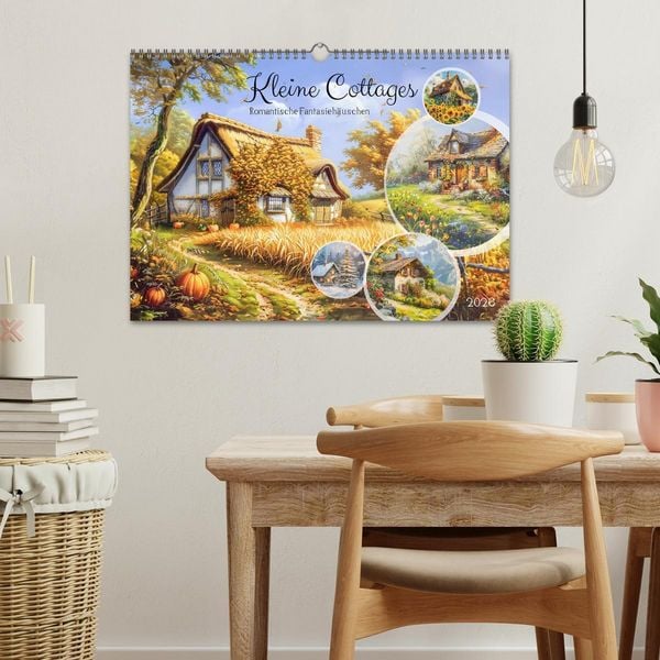 Produktbild: Kleine Cottages - Romantische Fantasieh&auml;uschen (Wandkalender 2026 DIN A3 quer), CALVENDO Monatskalender