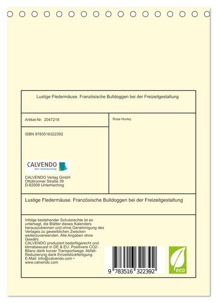 Produktbild: Lustige Flederm&auml;use. Franz&ouml;sische Bulldoggen bei der Freizeitgestaltung (Tischkalender 2026 DIN A5 hoch), CALVENDO Monatskalender