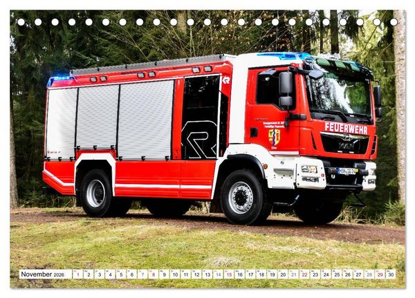 Produktbild: Feuerwehrfahrzeuge (Tischkalender 2026 DIN A5 quer), CALVENDO Monatskalender