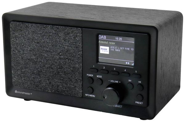 Soundmaster DAB350SW Tischradio DAB+, UKW USB Inkl. Lautsprecherbox, Weckfunktion Schwarz