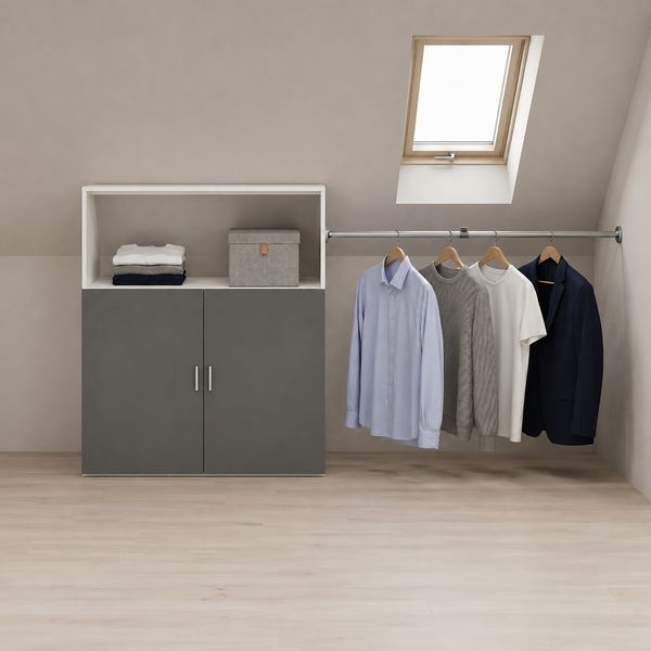 Produktbild: Dachschr&auml;gen Kleiderschrank mit Stange Dacho M