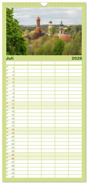 Produktbild: Familienplaner 2026 - Vogtland - von Klingenthal bis G&ouml;ltzschtal mit 5 Spalten (Wandkalender, 21 x 45 cm) CALVENDO