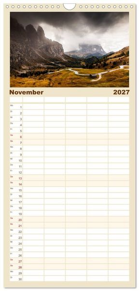 Produktbild: Familienplaner 2027 - Berge. Wege in die Natur mit 5 Spalten (Wandkalender, 21 x 45 cm) CALVENDO