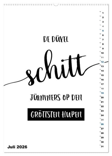 Produktbild: PLATT Typische Spr&uuml;che (Wandkalender 2026 DIN A2 hoch), CALVENDO Monatskalender