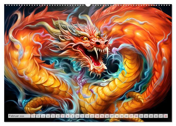 Produktbild: Jahr des Drachen - Im Stil des chinesischen Tierkreiszeichens (Wandkalender 2026 DIN A2 quer), CALVENDO Monatskalender