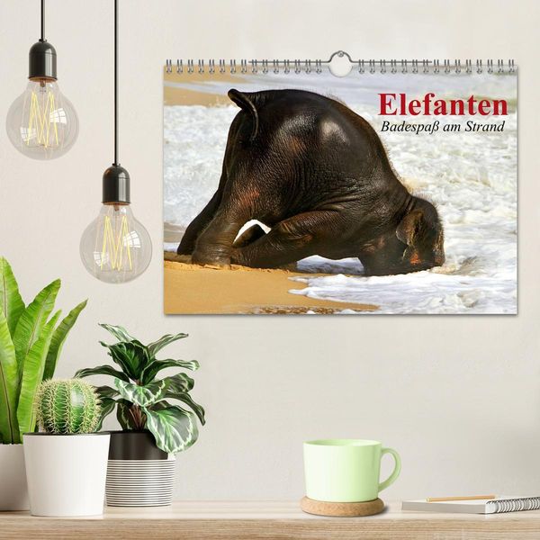 Produktbild: Elefanten. Badespa&szlig; am Strand (Wandkalender 2026 DIN A4 quer), CALVENDO Monatskalender