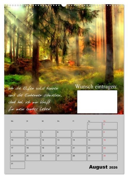Produktbild: Wunsch- und Zauberkalender (Wandkalender 2026 DIN A2 hoch), CALVENDO Monatskalender