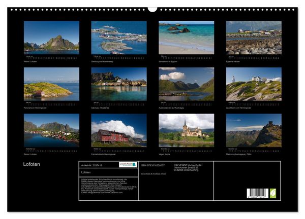 Produktbild: Lofoten (Wandkalender 2026 DIN A2 quer), CALVENDO Monatskalender
